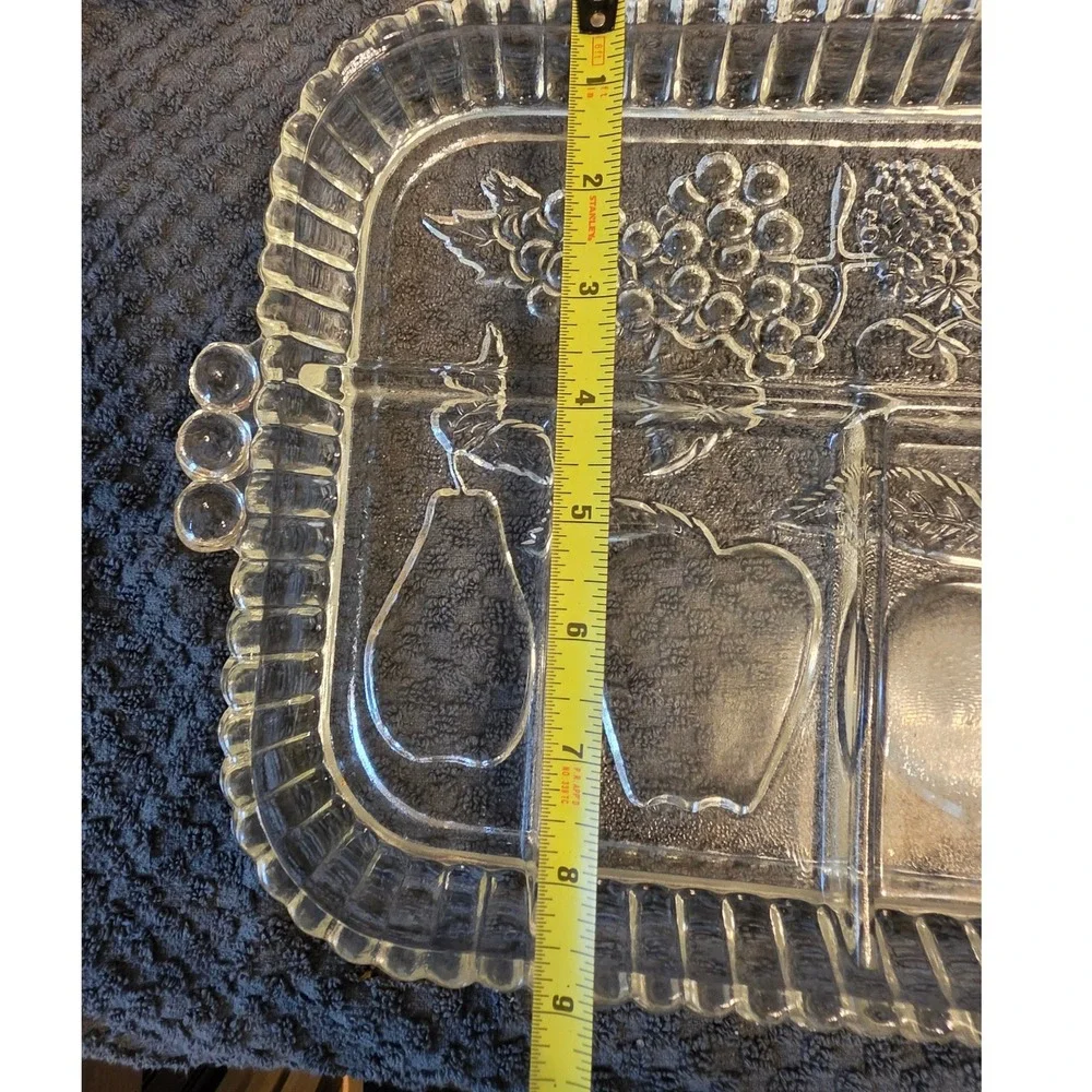 Vintage Indiana Glass Clear Pressed Glass Divided Relish Dish with Handles